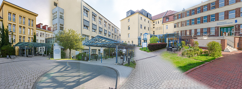 Außenansichten der Kliniken Borna, Zwenkau, Wurzen, Grimma (© Sana Kliniken Landkreis Leipzig)